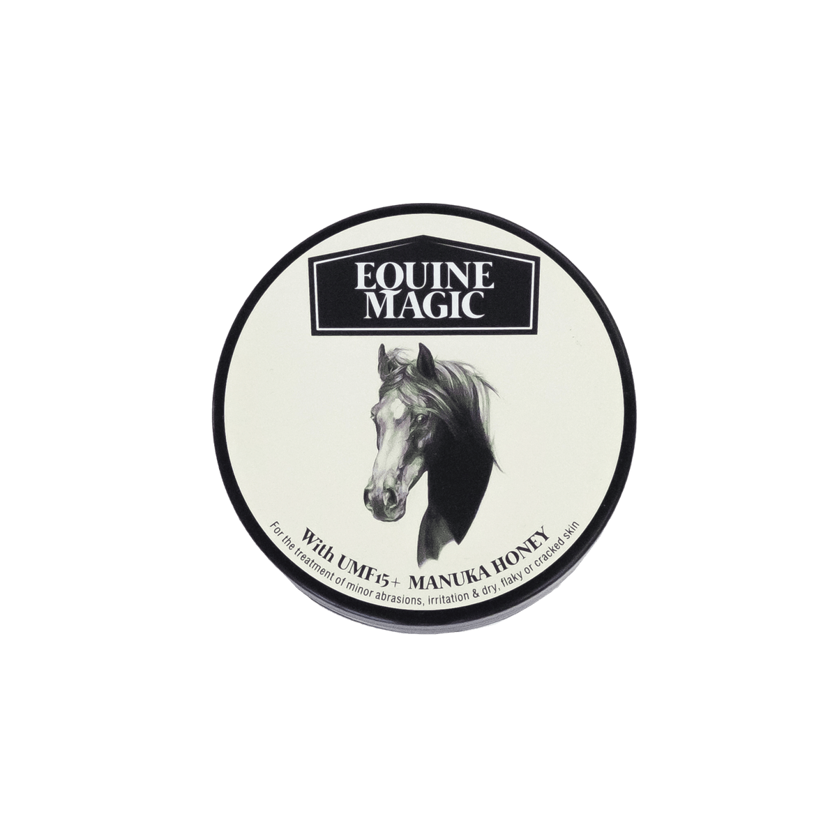 Equine Magic from The Honey Collection, a natural equine care product, shown in a sleek container with a pump dispenser.