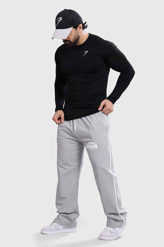 Black Bare Nylon Fullsleeves T-shirt by Fuaark Nz, featuring a sleek design and long sleeves, perfect for casual wear.