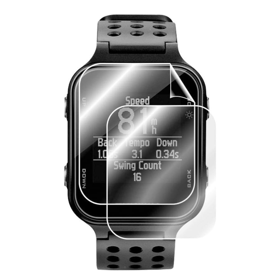 Hydrogel screen protector for Garmin Approach S20 watch, pack of 6, showing clear, flexible film protecting the watch face.