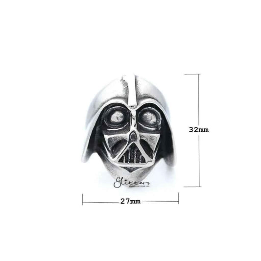 Men's stainless steel Darth Vader casting ring by Glitters featuring detailed Star Wars-inspired design.