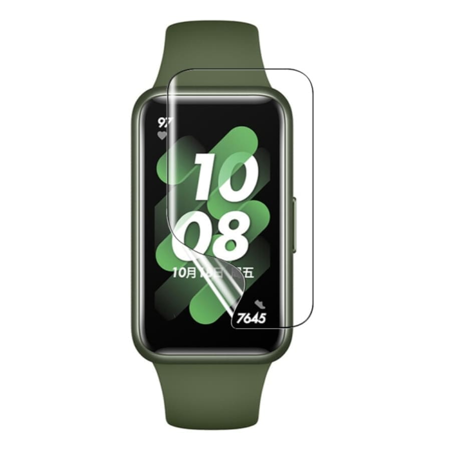 Hydrogel screen protectors for Huawei Band 7 smart watch, pack of 6, clear protective film for smartwatch screens.