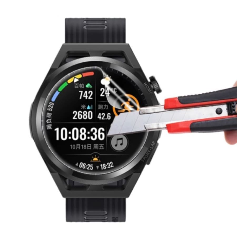 Hydrogel screen protector for Huawei GT Runner smartwatch, pack of 6, durable and clear watch screen protection from That Watch Shop.