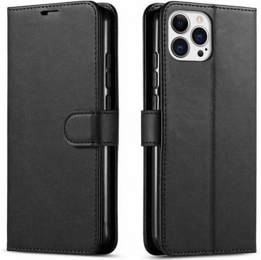 iPhone 12 Pro Max Flip PU Leather Wallet Case (Black) - ShopHub