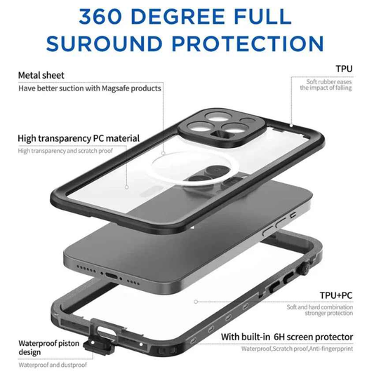 MagSafe Waterproof Shockproof Case for iPhone 15 Pro Max | Redpepper