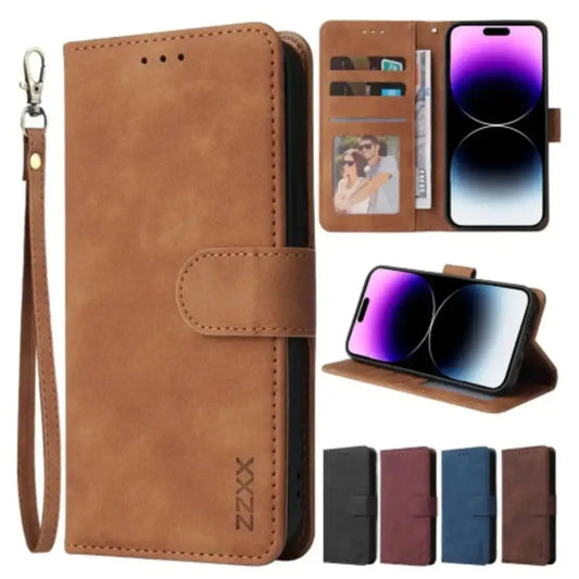 Leather Wallet Flip Case for Samsung Note & S Series (Brown) Habicare