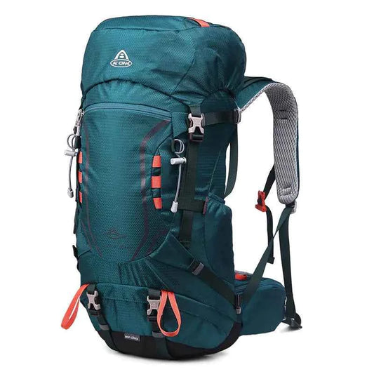 Large black hiking shoulder bag backpack by Mead's Supply & Equipment Outfitters, with 40L capacity and multiple compartments.