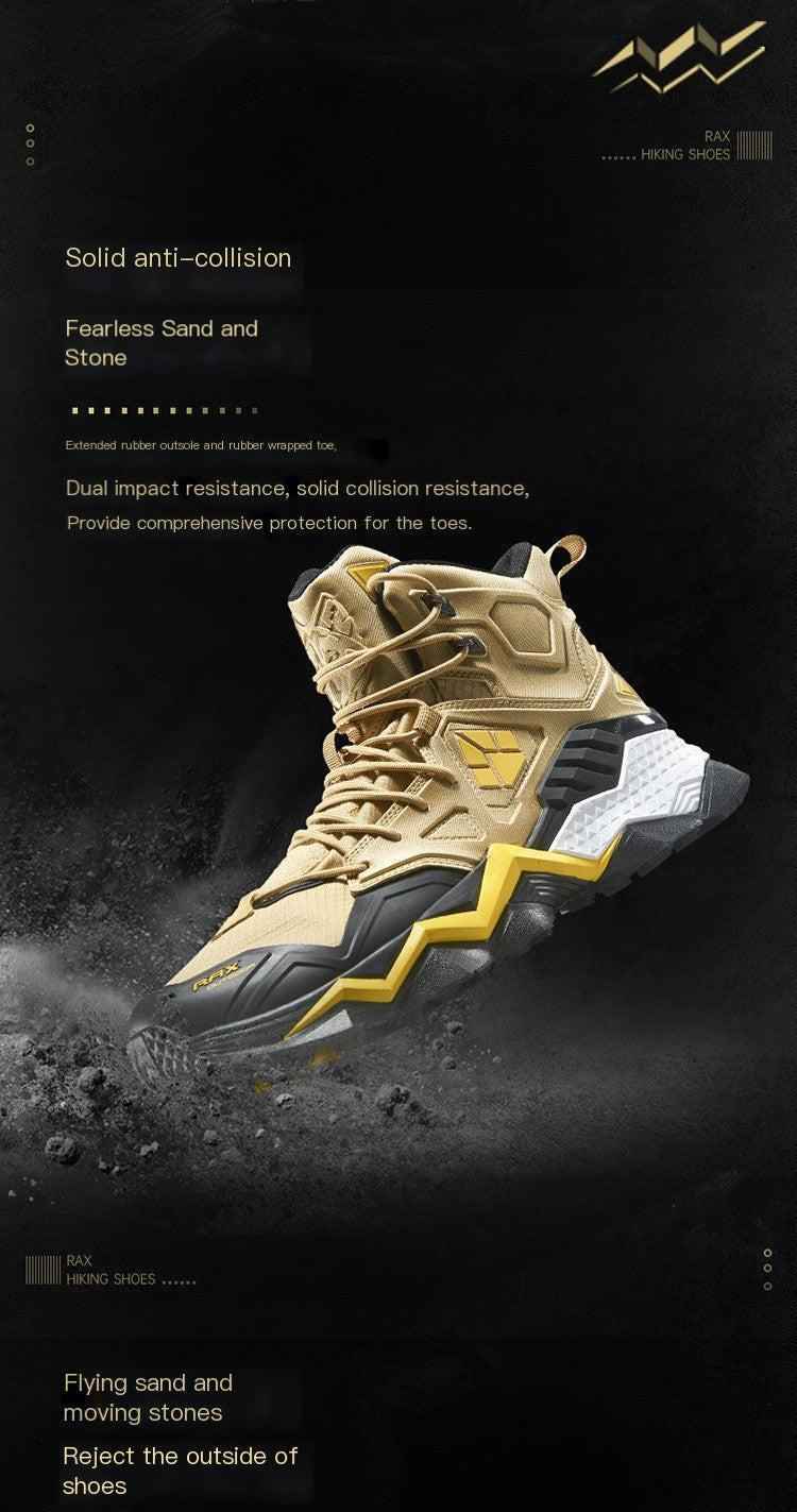 Khaki RAX Waterproof Men's Winter Hiking Boots high-top style with rugged sole and padded collar, designed for winter outdoor activities.