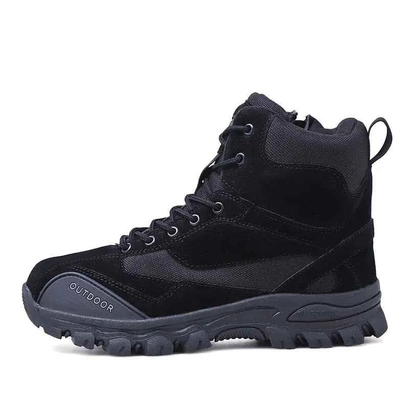 Men's high-top outdoor hiking shoes in army green by Mead's Supply & Equipment Outfitters, showing durable upper and rugged sole.