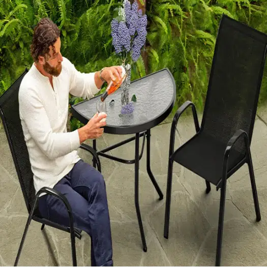 Outdoor Dining Set – 1 Semicircular Patio Table & 2 Chairs Habicare