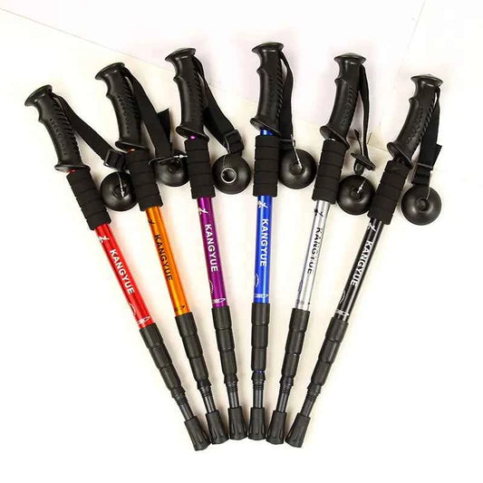 Outdoor Folding Ultra-Light Trekking Poles - 4-Section Aluminum Alloy Hiking Poles 500g | Compact & Portable