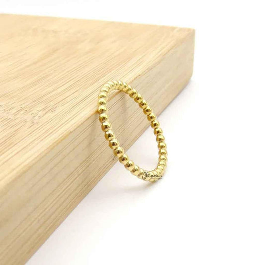Stainless Steel Bead Stacking Ring - Gold
