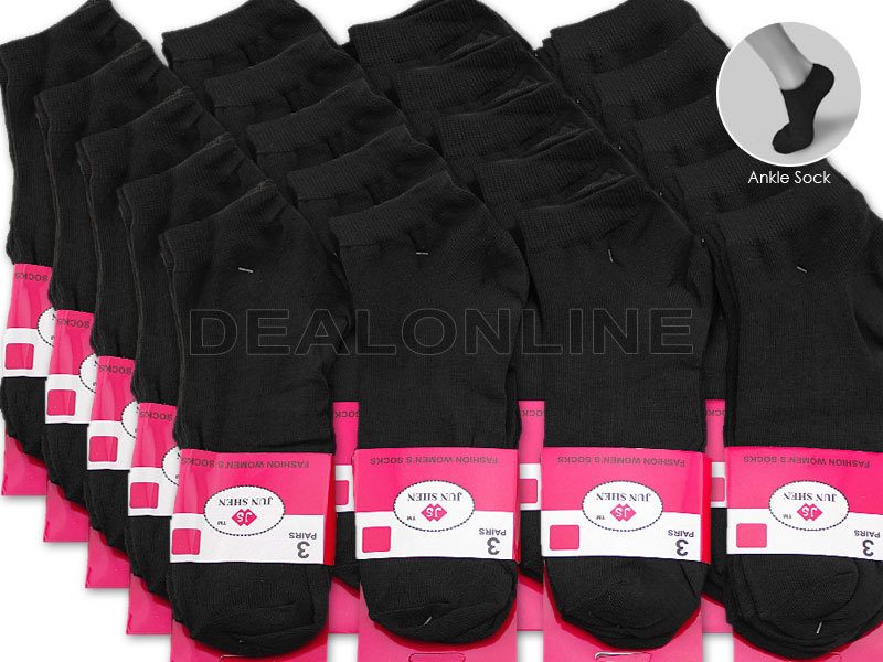 WHOLESALE - (60 Pairs) BLACK Ankle Socks dealonline.co.nz