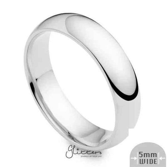 Stainless Steel 5mm Wide Glossy Mirror Polished Plain Band Ring