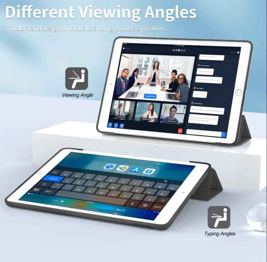 Techplus iPad 5th Gen 9.7-inch ultra slim smart case with trifold design and protective cover, shown on a white background.