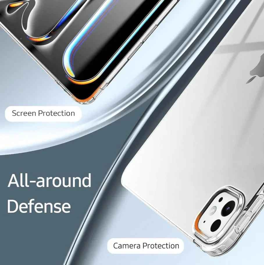 TechPlus iPad Pro 11 clear shockproof soft case for 2nd to 4th generation (2020-2022) showing slim, transparent design with protective edges.