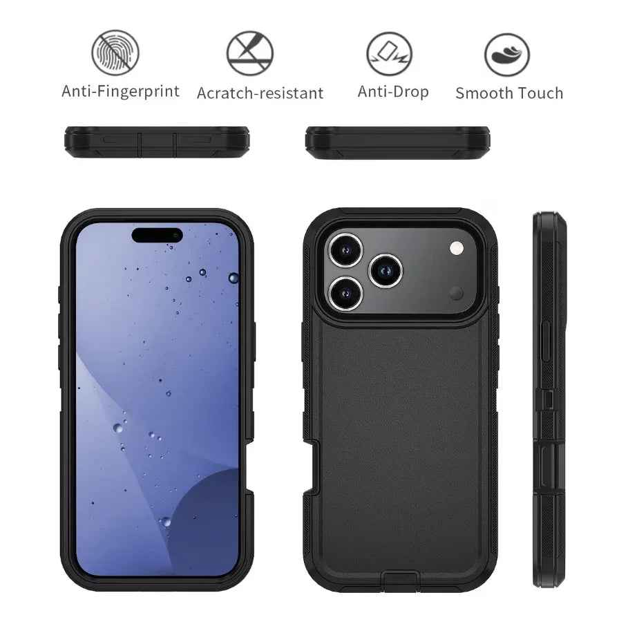 Techplus iPhone 17 Pro Max triple-layer armor hard phone case showing rugged design and durable construction for protection.