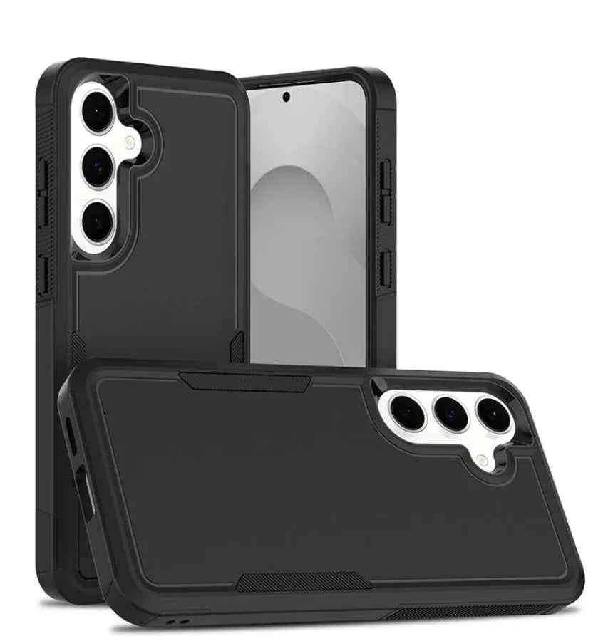 Samsung Galaxy S23 FE dual layer armor hard case by TechPlus, offering rugged protection for mobile phones.