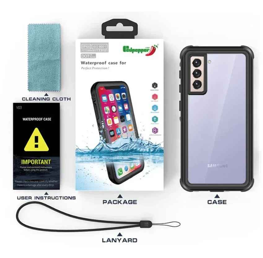 Genuine RedPepper Samsung Galaxy S25 waterproof shockproof full cover mobile phone case by techplus, offers protection and durability.