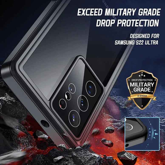 Techplus Redpepper waterproof case for Samsung S24 Ultra offers full protection for mobile phones with durable, clear design.