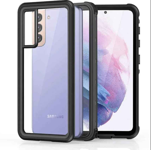 Techplus Samsung Galaxy S21 waterproof case with shockproof clear cover, designed for protection and durability.