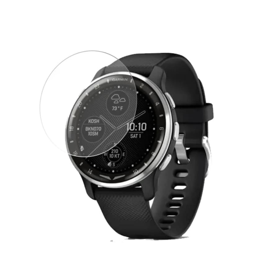 Six hydrogel screen protectors for Garmin D2 Air X10 smart watch, shown in clear packaging with protective film.