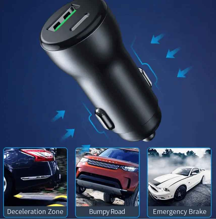 Car Charger Type-C and USB Fast Charging Mobile Adapter