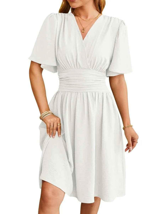 Velora Chic. Elegant V-Neck Dress.