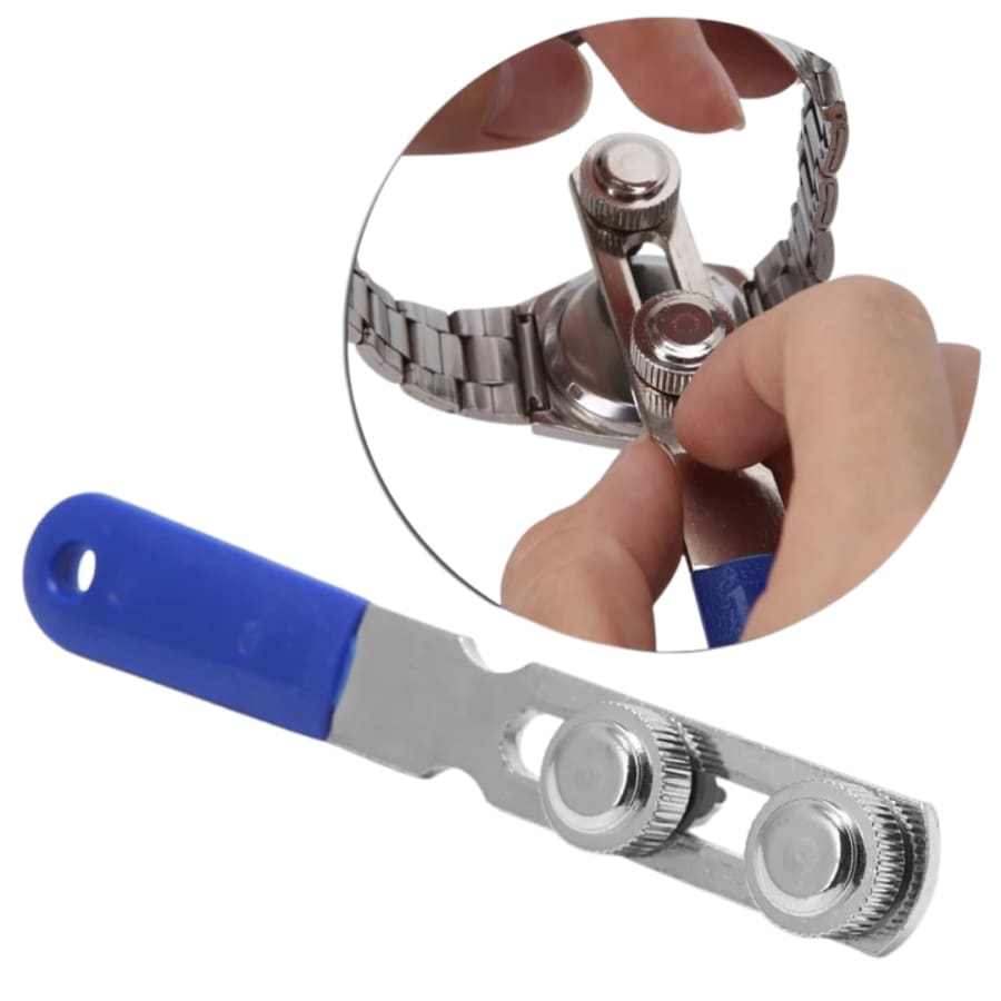 Blue watch back cover remover tool from That Watch Shop, lever type watch repair tool for opening watch cases.