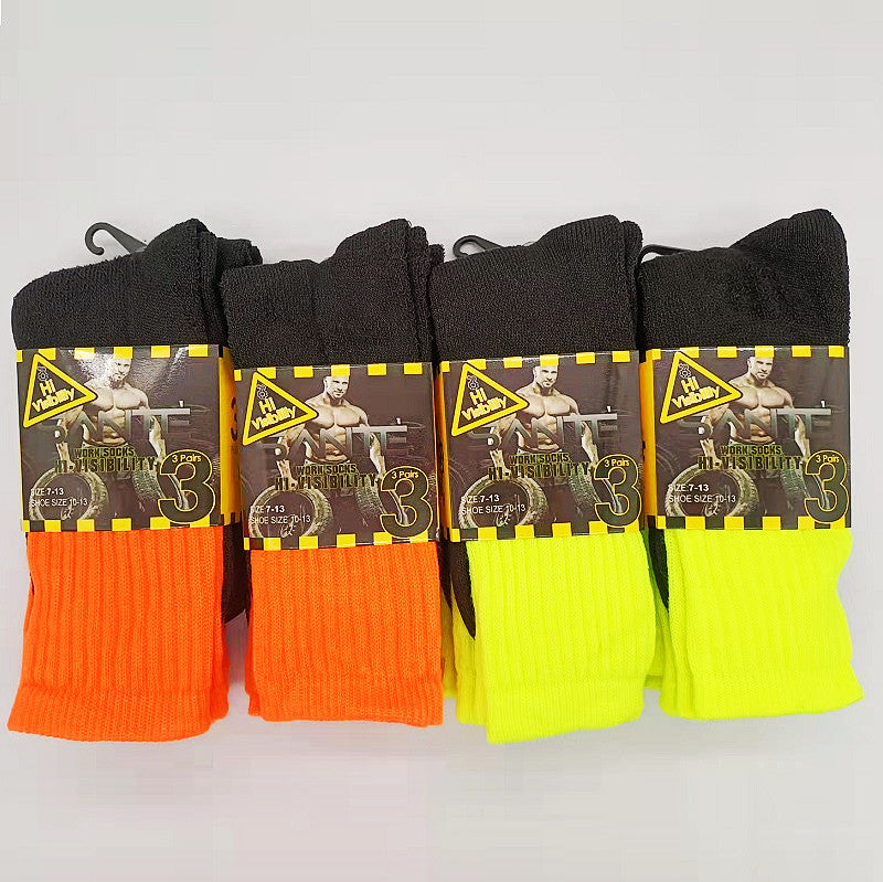 (12 Pairs) High Visible Safety Work Socks Cushioned Socks dealonline.co.nz
