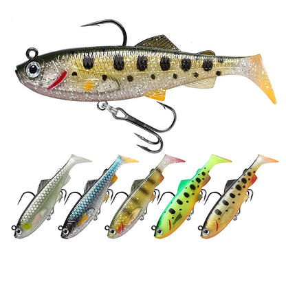 Set of 30 soft fishing lures with hooks from dealonline.co.nz, ideal for freshwater and saltwater fishing.
