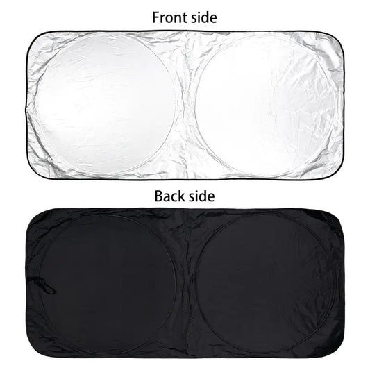 Large Silver Car Sunshade Foldable Double-Circle dealonline.co.nz