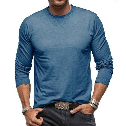 Men's Long Sleeve Cotton T-Shirt - Soft Combed Crew Neck | Casual Everyday Wear