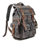 Beeswax Canvas & Leather Mountaineering Bag – Waxed Canvas Travel Rucksack | Unisex | Dark Gray, Coffee, Gray Green