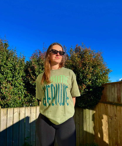 Unisex Regime Oversized T-shirts Sage Green