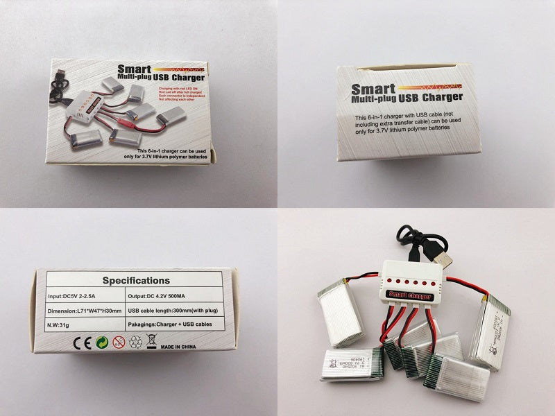 6 in 1 3.7V USB Charger for Drone dealonline.co.nz