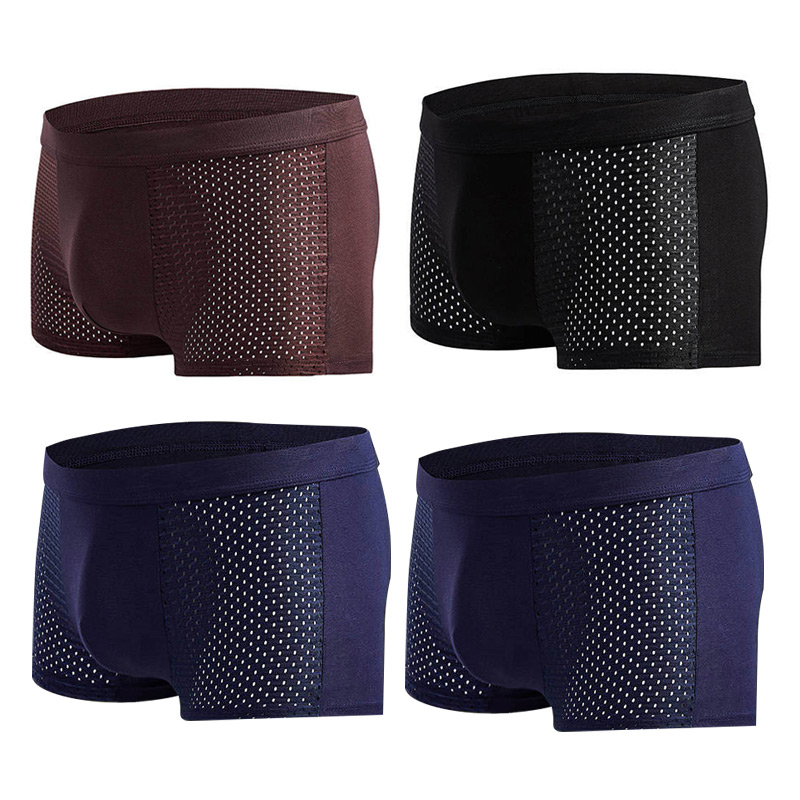 Men's Modal Boxer Shorts — Breathable Mesh Mid-Waist Underwear | Single & 4-Pack - ShopHub
