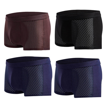 Men's Modal Boxer Shorts — Breathable Mesh Mid-Waist Underwear | Single & 4-Pack - ShopHub