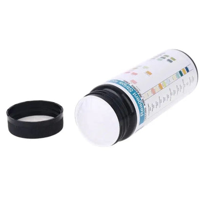 Pack of 100 URS-14T Urinalysis Reagent Strips by 9eight5, designed for multi-parameter urine testing and analysis.