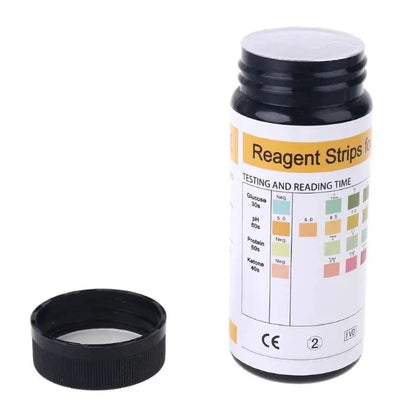 100 URS-4K urinalysis reagent strips by 9eight5, designed for testing four parameters in medical diagnostic tools and kits.