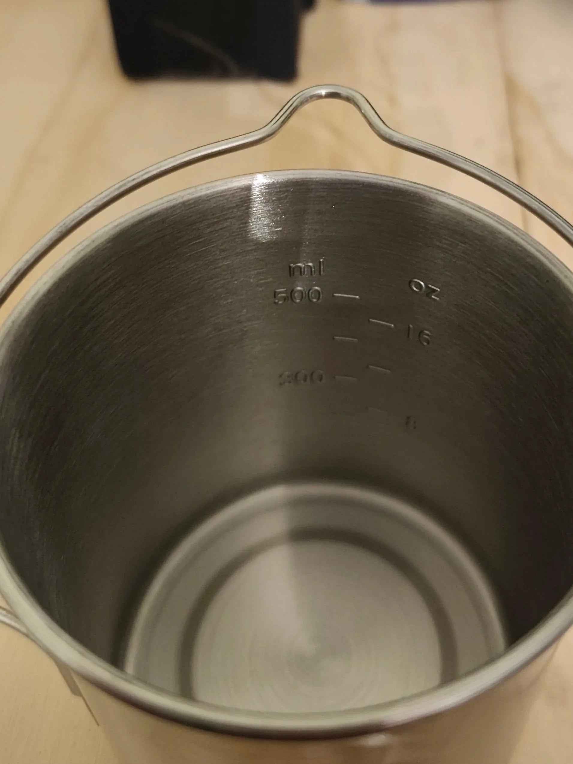 750ml Stainless Steel Camp Cook Pot with Lid & Hanging Hook - Fire & Gas Compatible
