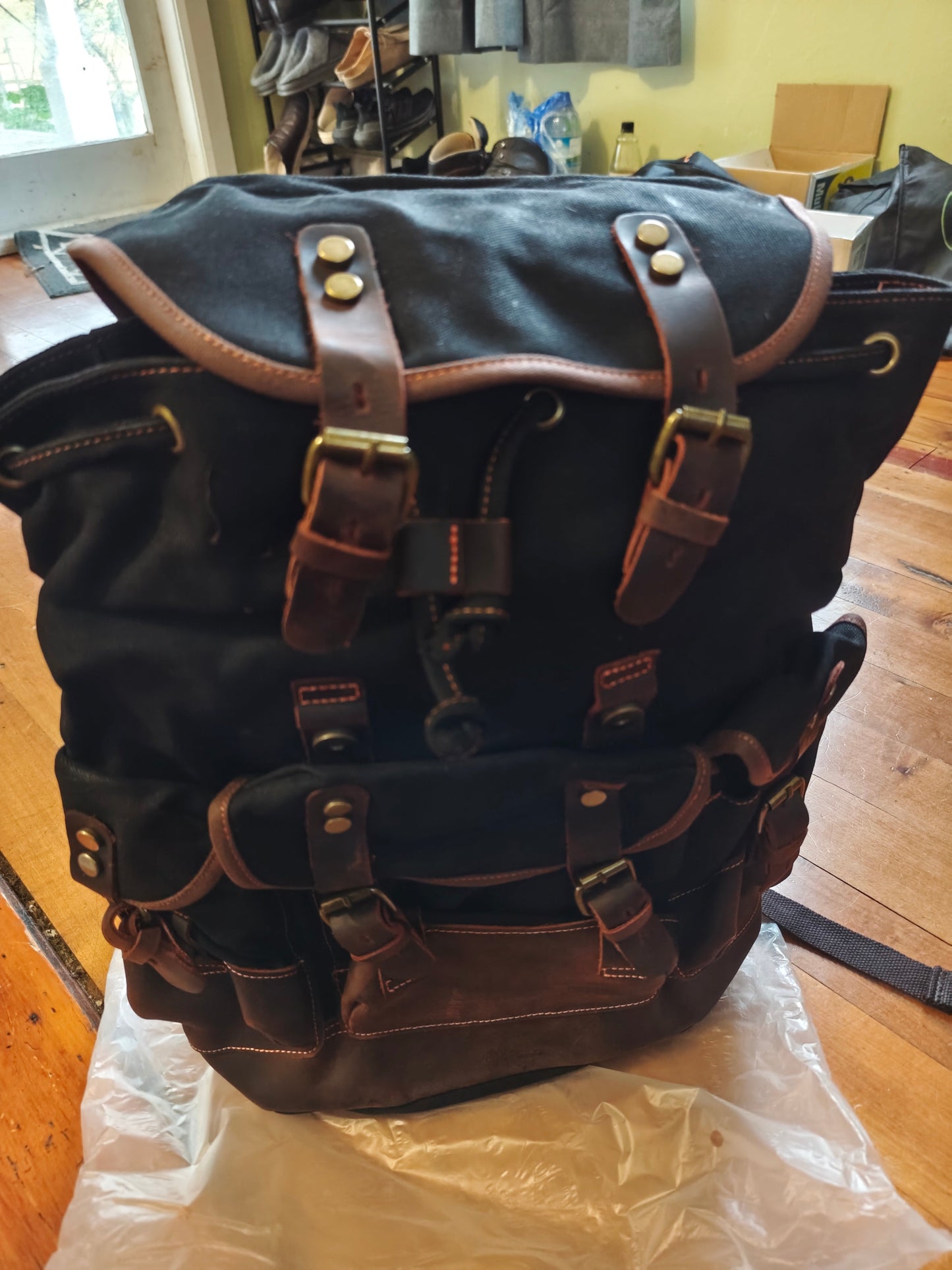 Waxed Canvas Leather Backpack — Retro Heritage Rucksack | Travel & Adventure Pack
