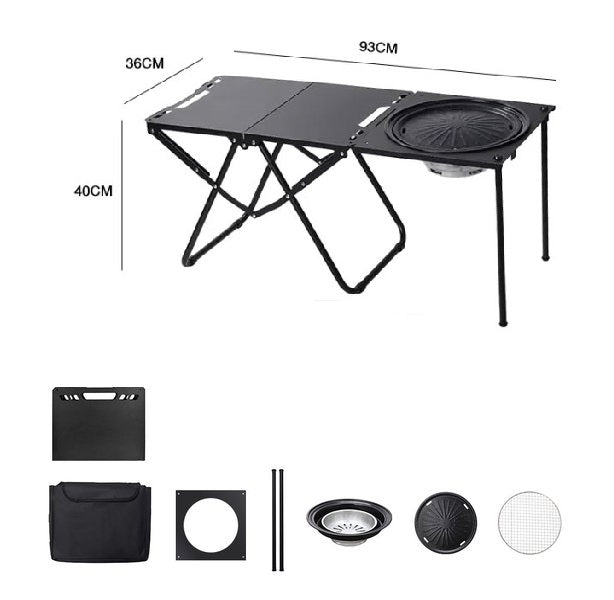 ECOTREK Folding BBQ Table – 93cm Portable Outdoor Cooking Station ZF10312 ECOTREK