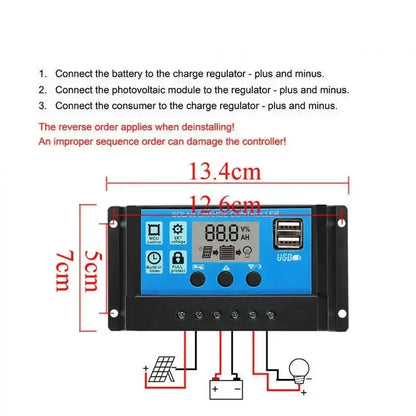 Habicare 100W 12V solar panel kit with controller for RVs, caravans, and home use, shown with panel and controller components
