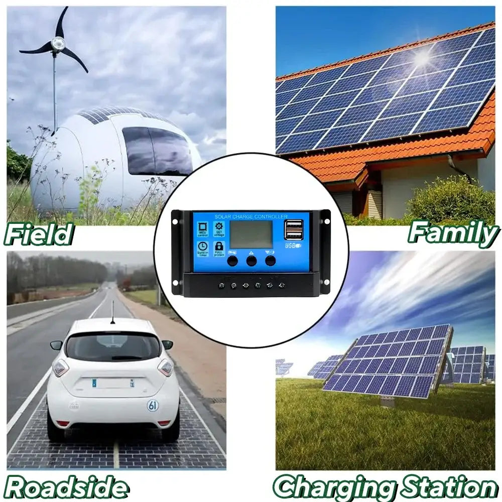 Habicare 100W 12V solar panel kit with controller for RVs, caravans, and home, showing the solar panel and control unit.