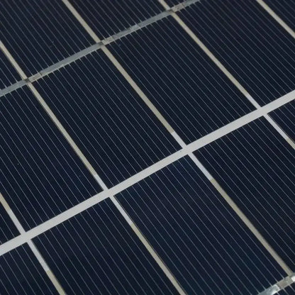 Habicare 100W 12V solar panel kit with controller for RVs, caravans, and home applications, shown with panels and connection components.