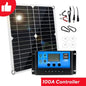 Habicare 100W 12V solar panel kit with controller for RVs, caravans, and home applications, shown in the image.