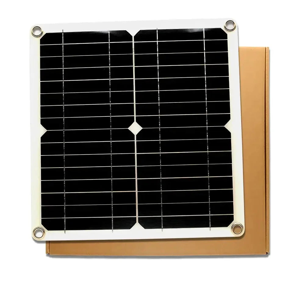 Habicare 100W 12V solar panel kit with controller, ideal for RVs, caravans, and homes, shown with mounting hardware.
