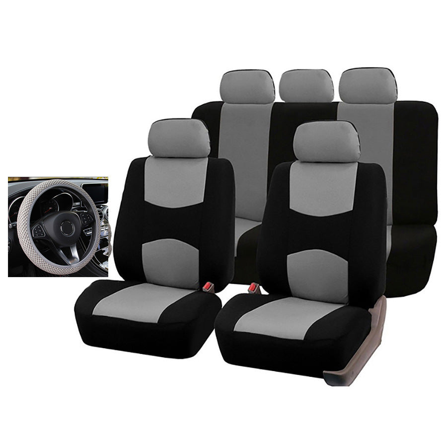 Car Seat Cover 5 Seater Front Rear Cushion Mat Polyester Steering Wheel Cover dealonline.co.nz