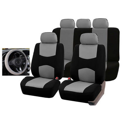 Car Seat Cover 5 Seater Front Rear Cushion Mat Polyester Steering Wheel Cover dealonline.co.nz