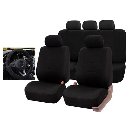 Car Seat Cover 5 Seater Front Rear Cushion Mat Polyester Steering Wheel Cover dealonline.co.nz